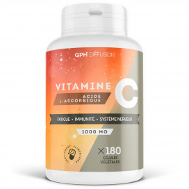 Vitamine C 1000 mg - 180 gélules végétales - Acide L- Ascorbique